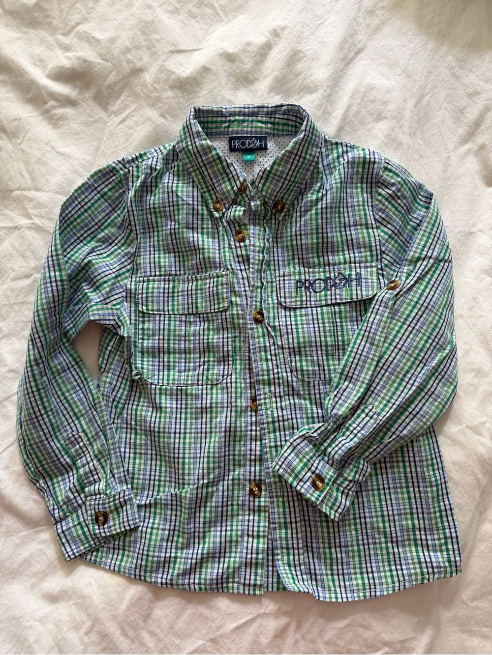 Prodoh Boys Green & Blue Plaid Button-Up Shirt